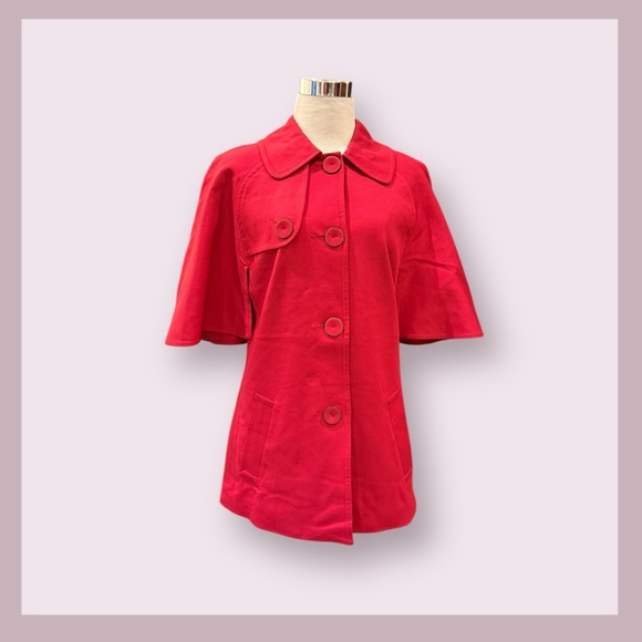 Trina Turk Red Cape Peacoat - Picture 1 of 9